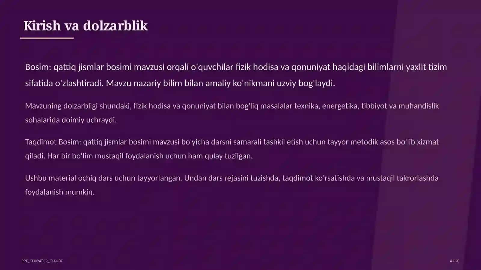 Fizika (6–11) — ochiq dars uchun 4