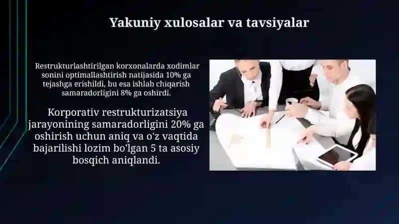 Korporatsiyalarni qayta qurish jarayonini amaliy ko'rsatib berish 4