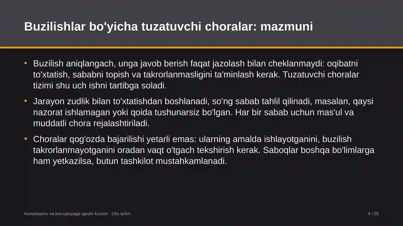 Yangiliklar saytlarida buzilishlar bo'yicha tuzatuvchi choralarni ko'rish 4