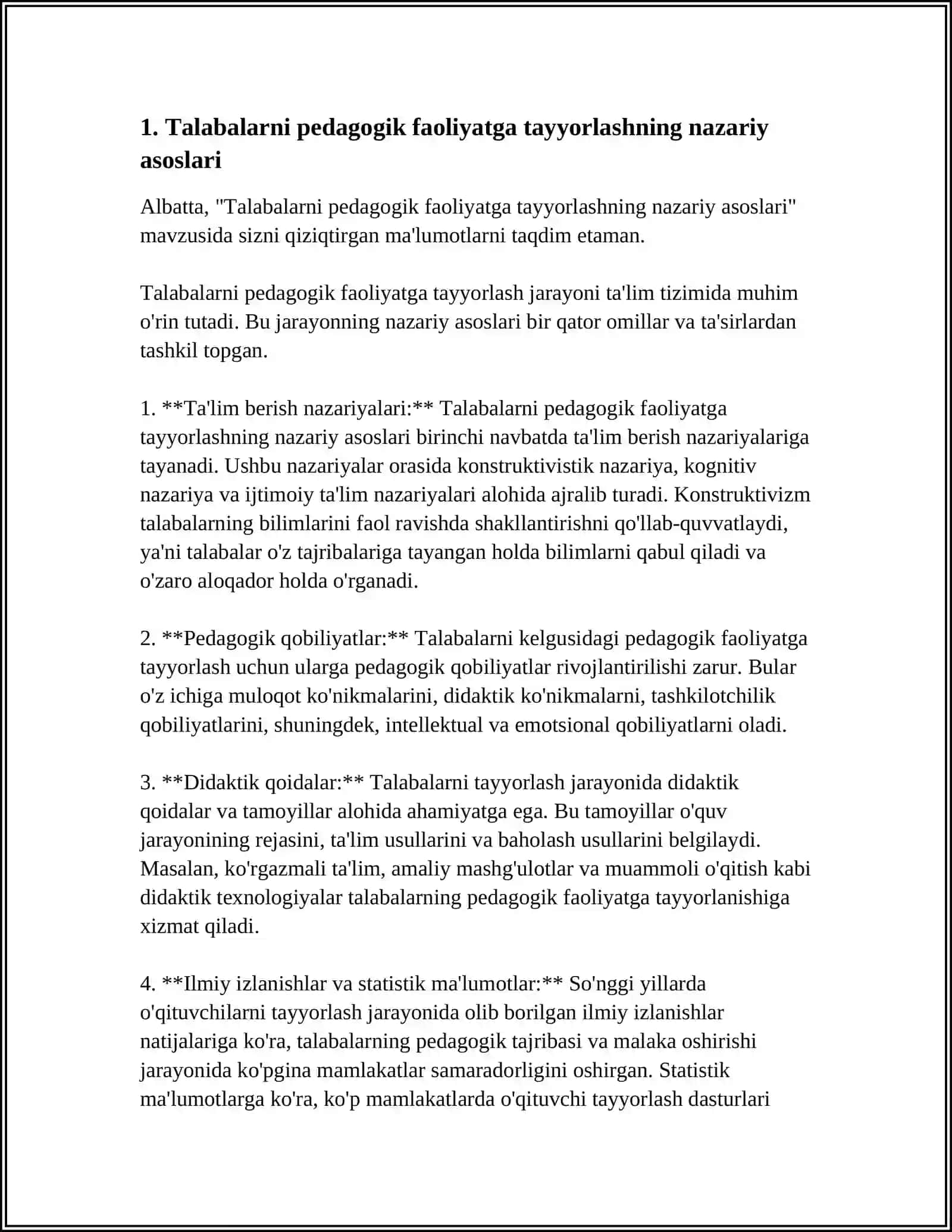 Talabalarni pedagogik faoliyatga tayyorlashning nazariy asoslari 4