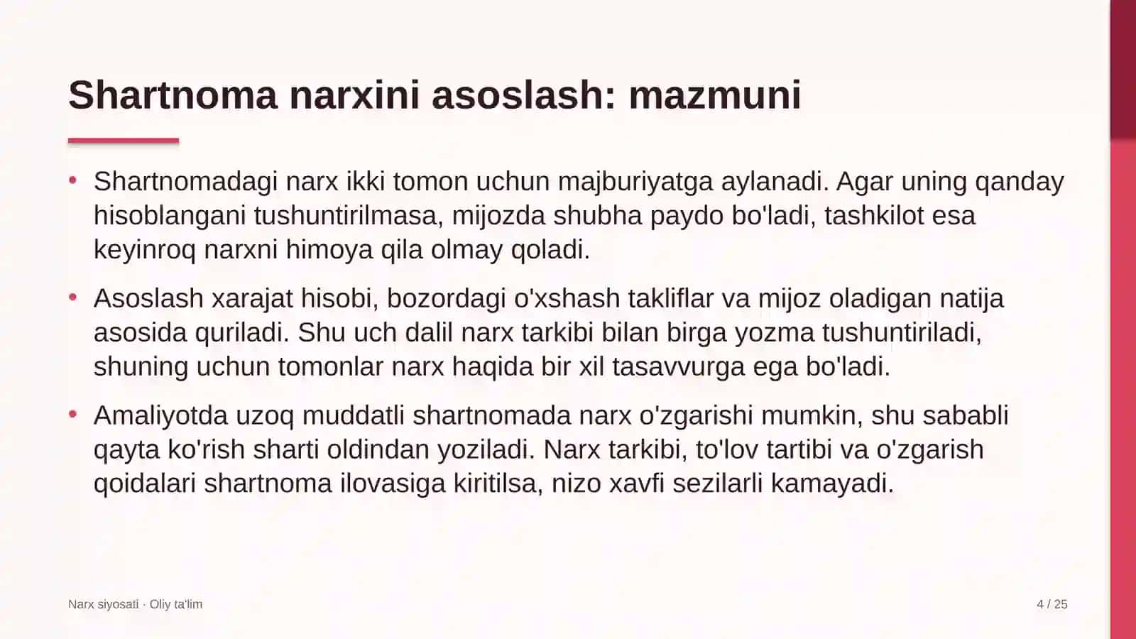 Akusherlik va ginekologiyada shartnoma narxini asoslash 4