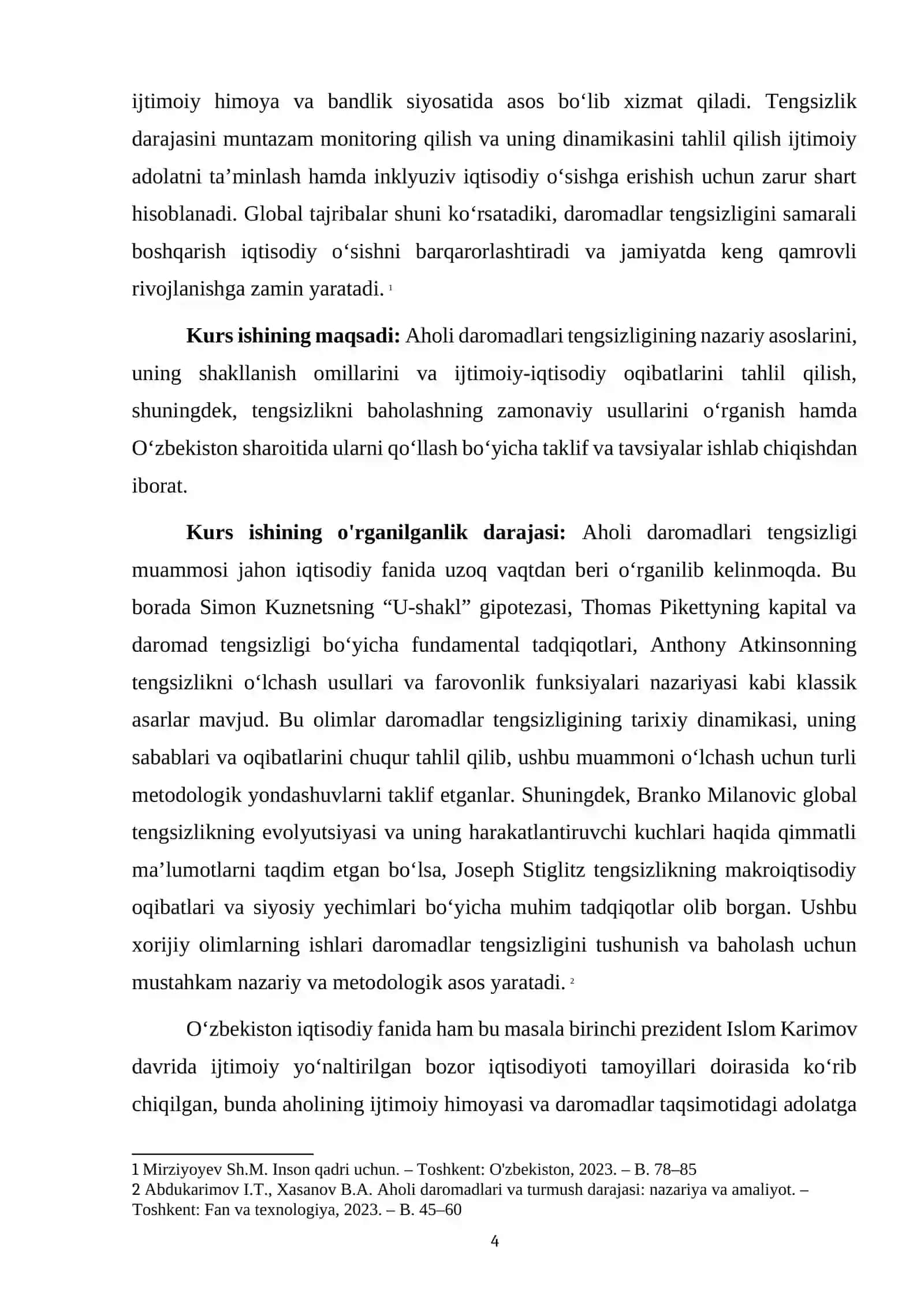Aholi daromadlari tengsizligini baholash usullari va ko'rsatkichlari 4