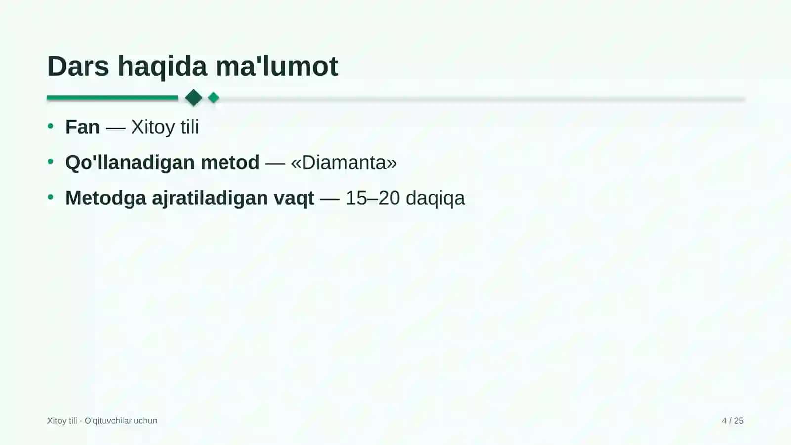 xitoy tili darslarida diamanta metodidan foydalanish 9171 4