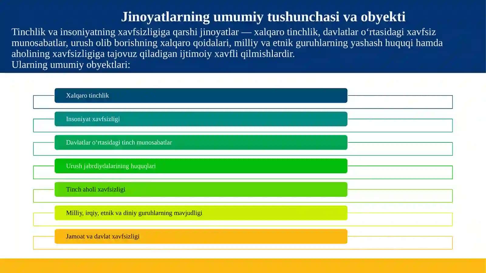 TINCHLIK VA INSONIYATNING XAVFSIZLIGIGA QARSHI JINOYATLAR 4