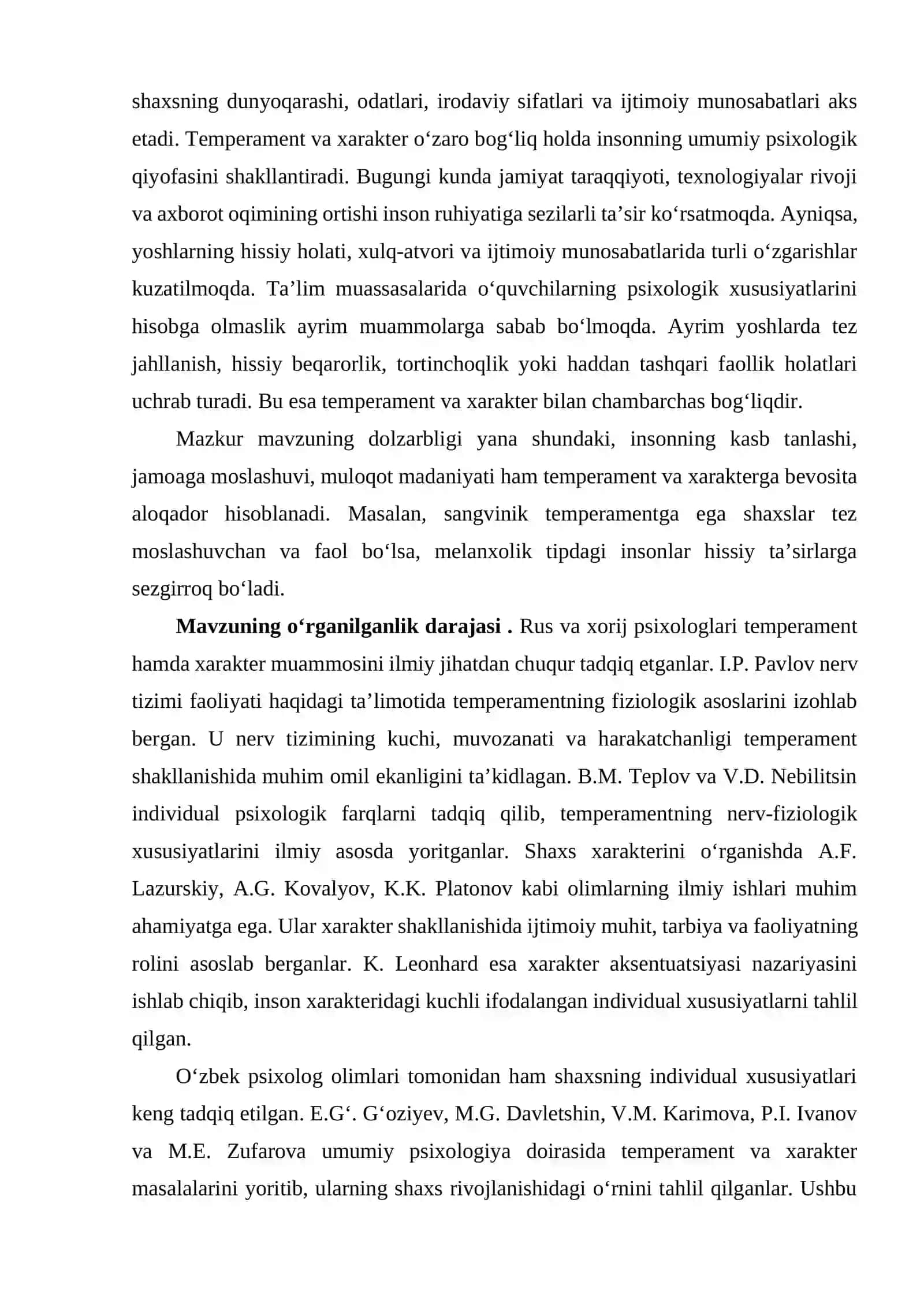 Temperament va xarakterning shaxs rivojlanishidagi o‘rni 4