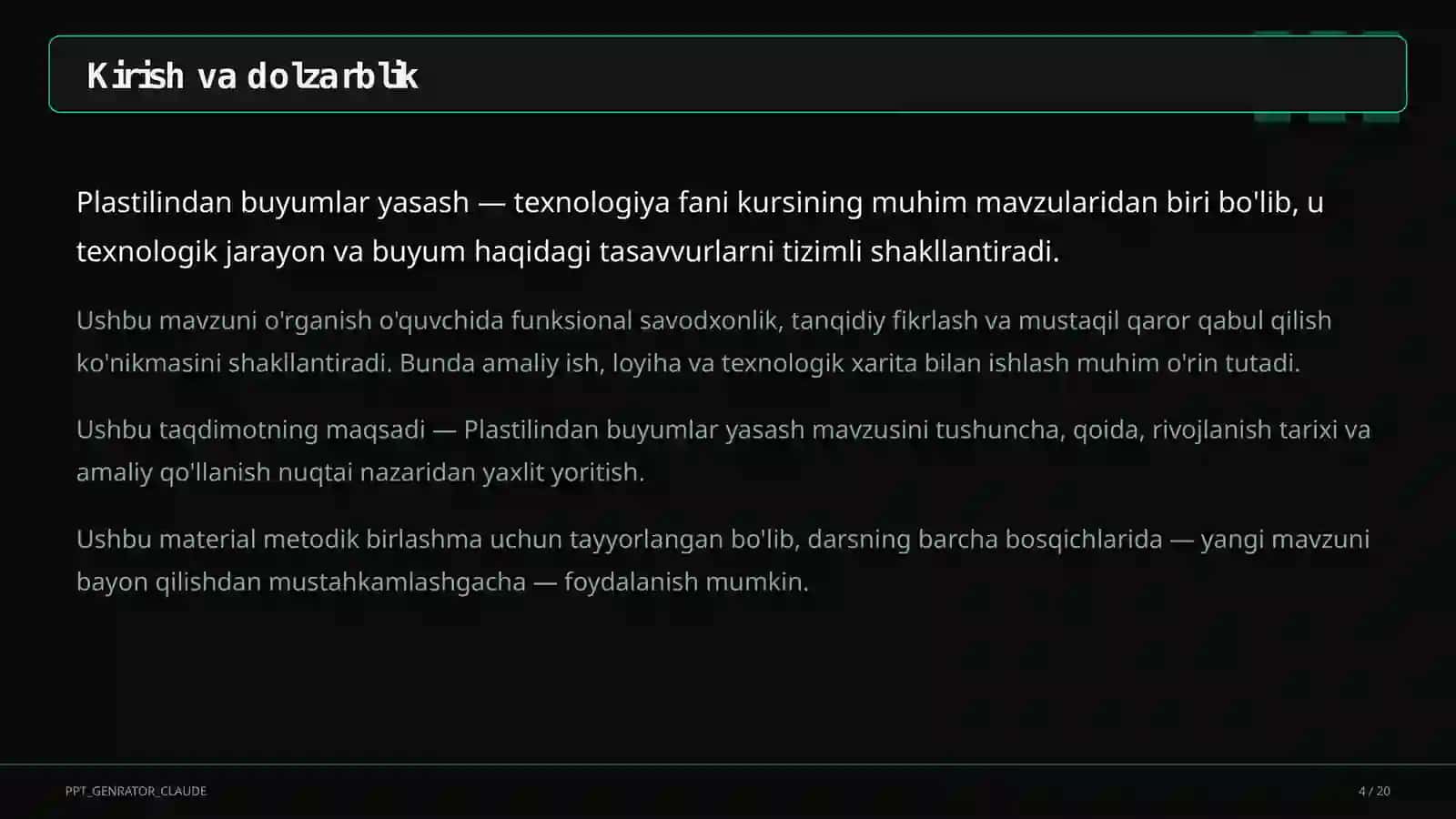 Plastilindan buyumlar yasash (1-sinf) 4