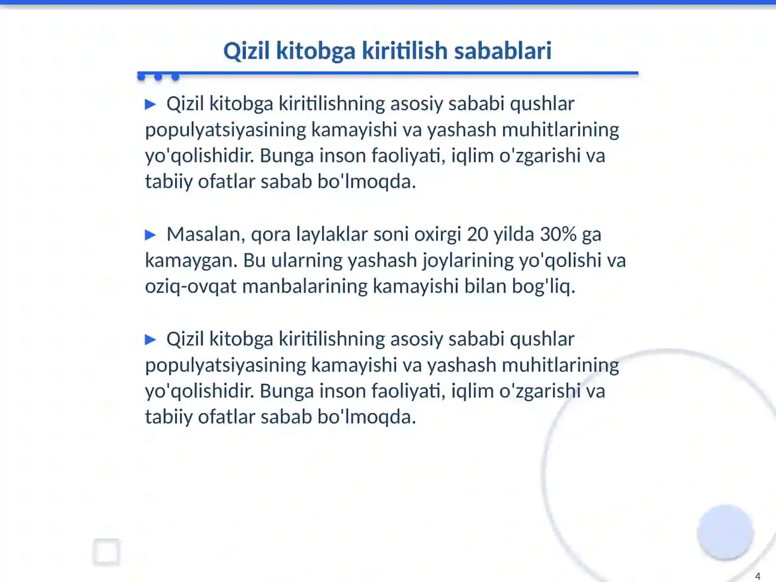 O'zbekiston "Qizil kitobi"ga kiritilgan qushlar va ularning yashash sharoitlari 4