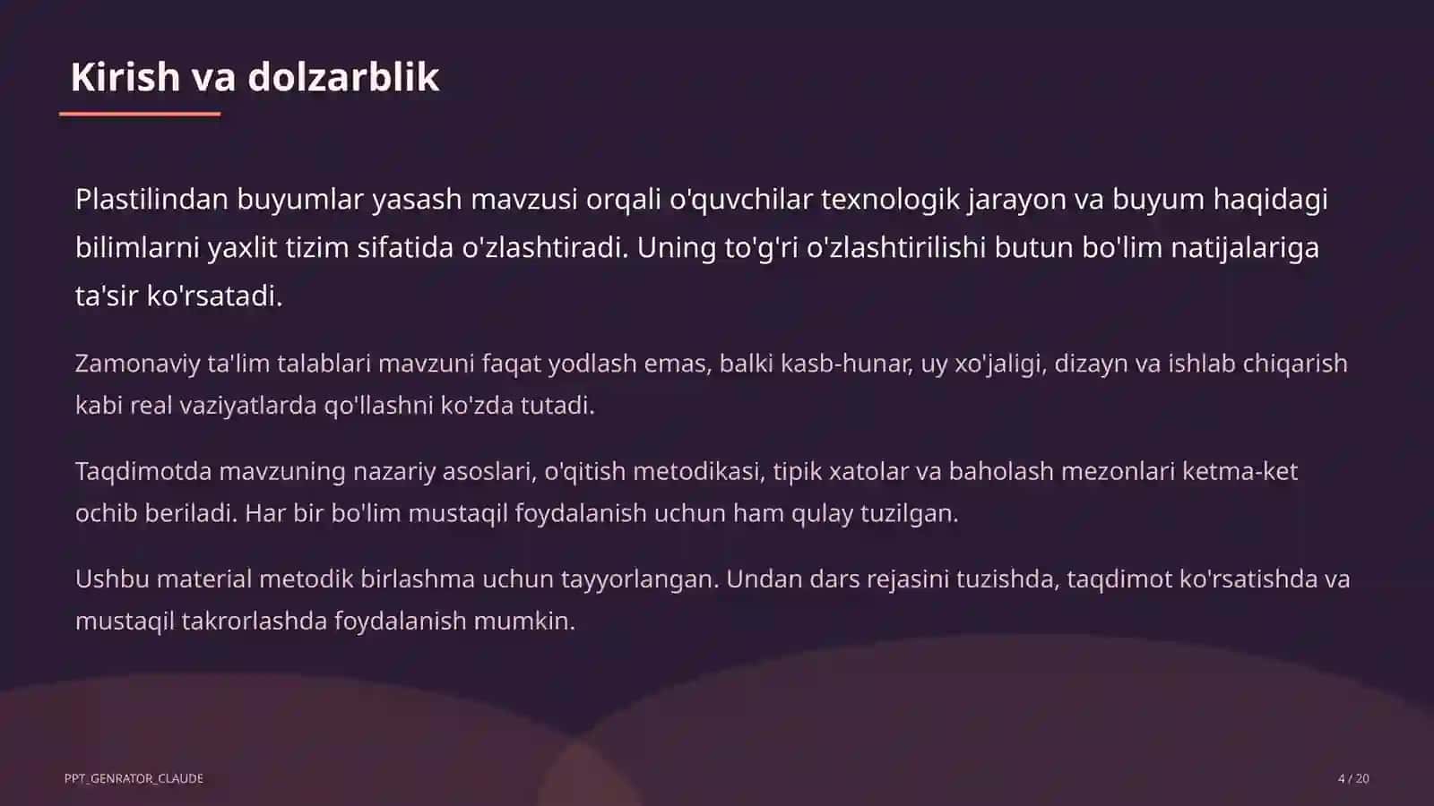 Plastilindan buyumlar yasash (1-sinf) 4