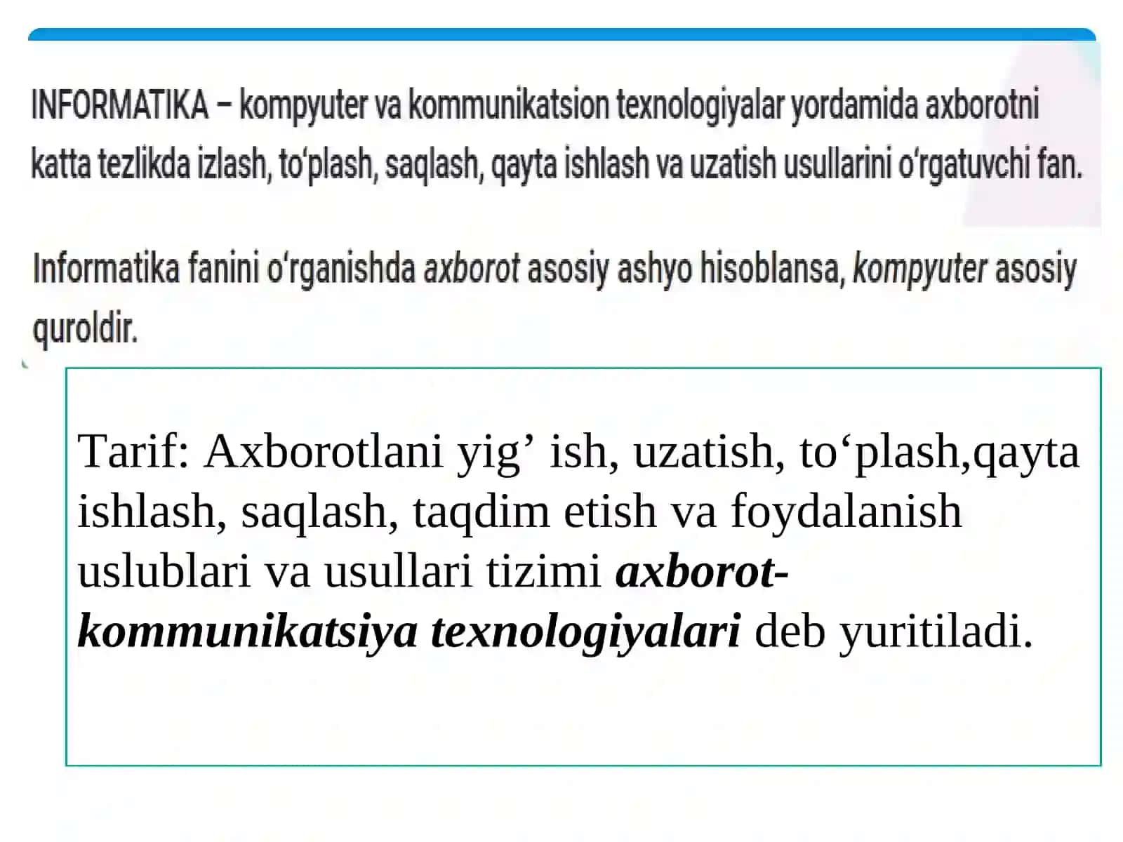 IQTISODIYOTDA AXBOROT-KOMMUNIKATSION TEXNALOGIYALAR VA TIZIMLAR FANIGA KIRISH 4