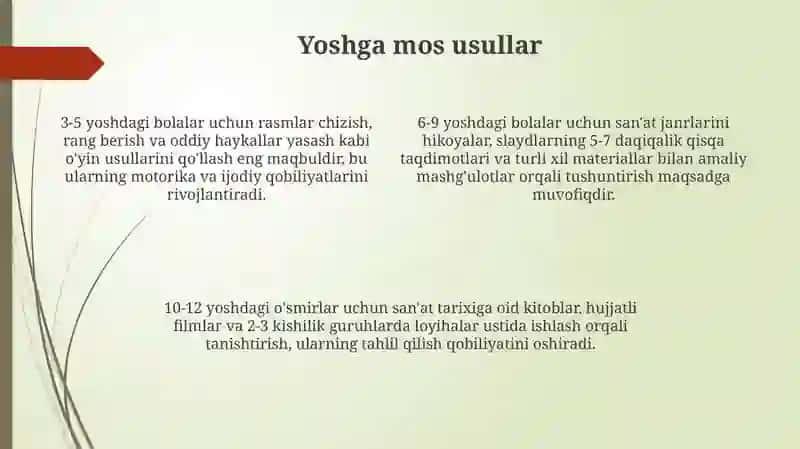 Bolalarni sanʼat janrlari bilan tanishtirish 4