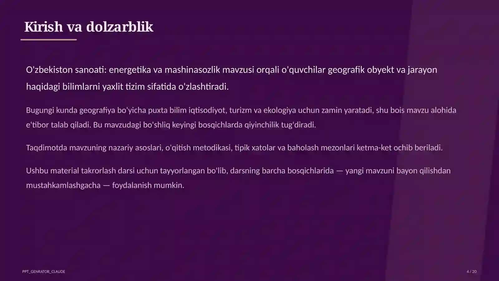 Geografiya (5–11) — takrorlash darsi uchun 4