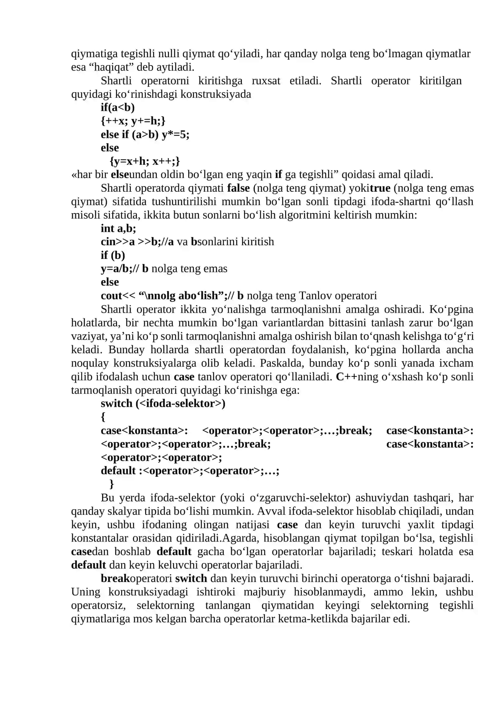 OPERATORLAR VA STANDART FUNKSIYALAR 4