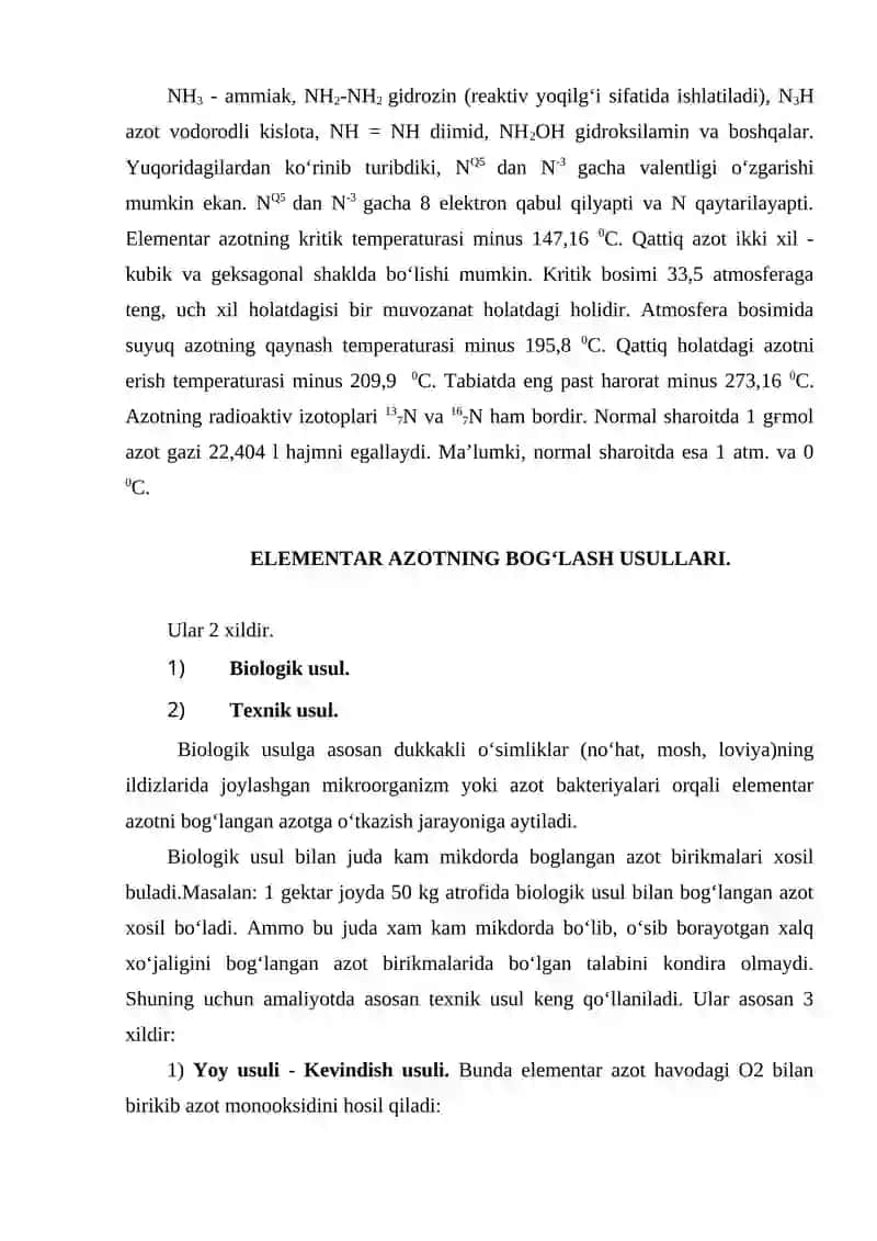 Azot birikmalari texnologiyasi 4