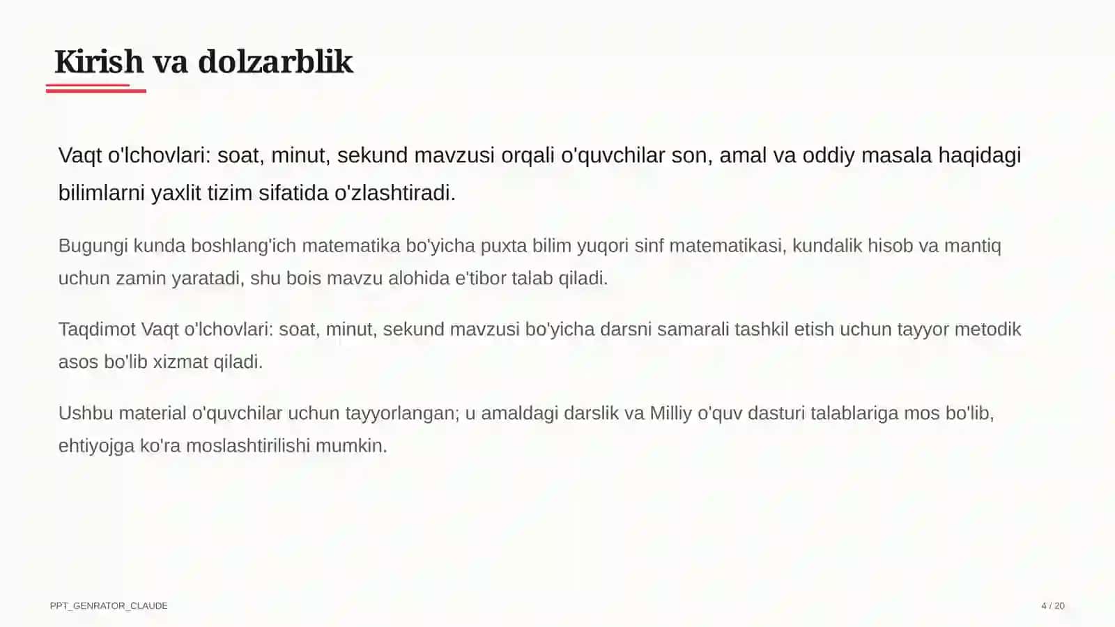 Vaqt o'lchovlari: soat, minut, sekund (3-sinf) 4