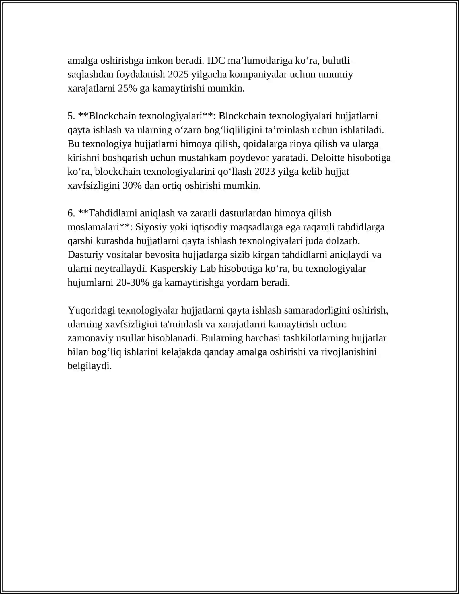 Hujjatlarni Qayta Ishlash Texnologiyalari va Matn Muharrirlari Referat 4