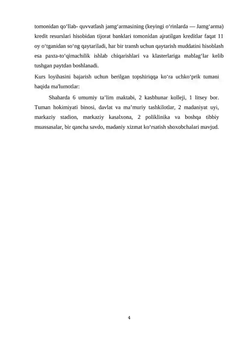 “Satin” o‘rilishli gazlamalar ishlab chiqaruvchi kichik korxonaning loyihasi 4
