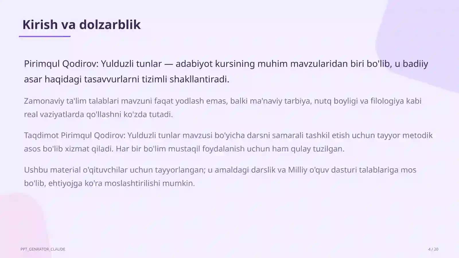 Yulduzli tunlar (11-sinf) 4