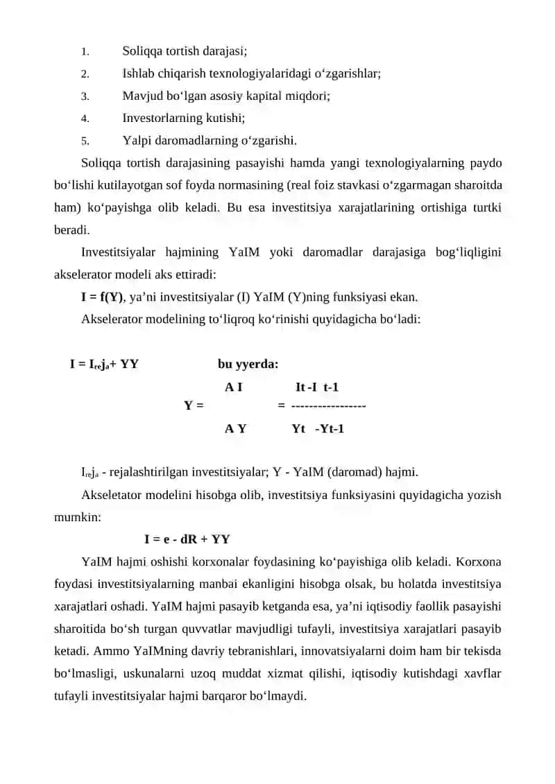 Investitsiya Siyosati va Investitsiya Faoliyatini Tartibga Solish 4