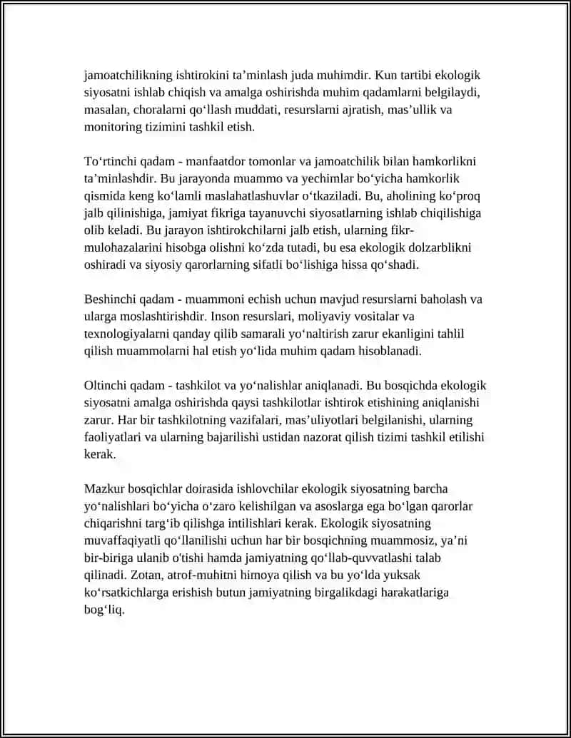 EKALOGIK SIYOSATI BOSQICHLARI 4