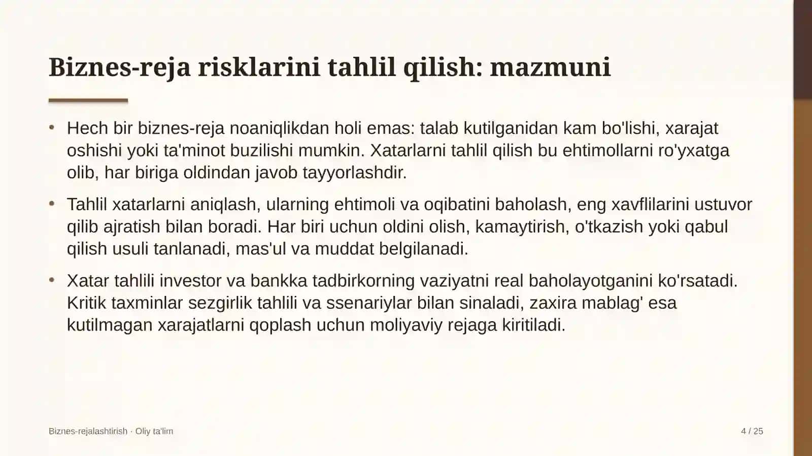 vagon ta'mirlash zavodlarida biznes reja risklarini tahlil qilish 2640 4