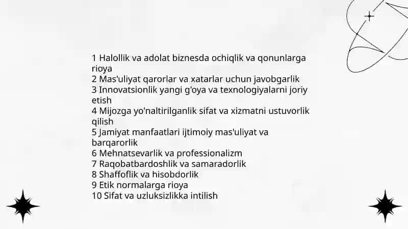 Tadbirkorlik etikasi va madaniyati 4