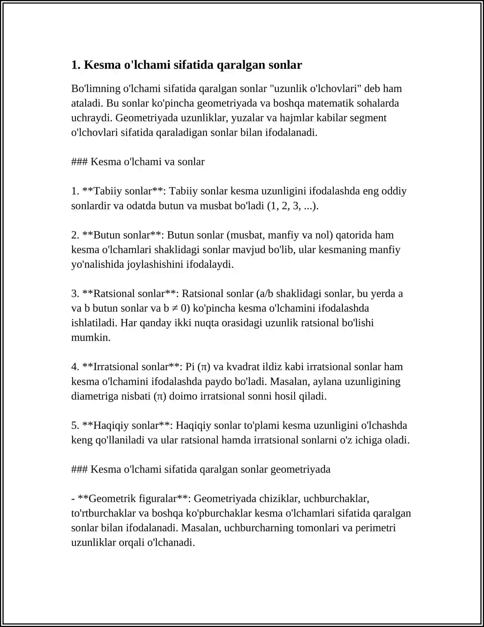 KESMALARNING O'LCHAMI SIFATIDA QARALGAN SONLAR USTIDA AREFMETIK AMALLARNI TA'RIFI VA AMALLAR BAJARISH XOSSALARI 4