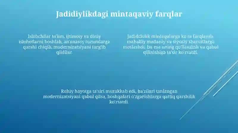 Jadid ma'rifatparvarlarining o‘lka ijtimoiy-ma‘naviy hayotida tutgan o‘rni (XX asr boshlari) 4
