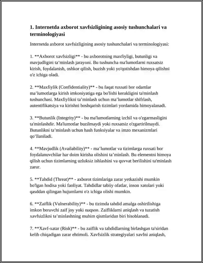 AXBOROT XAVFSIZLIGINI TA'MINLASH ASOSLARI ULARDAN HIMOYALANISH USULLARI 4