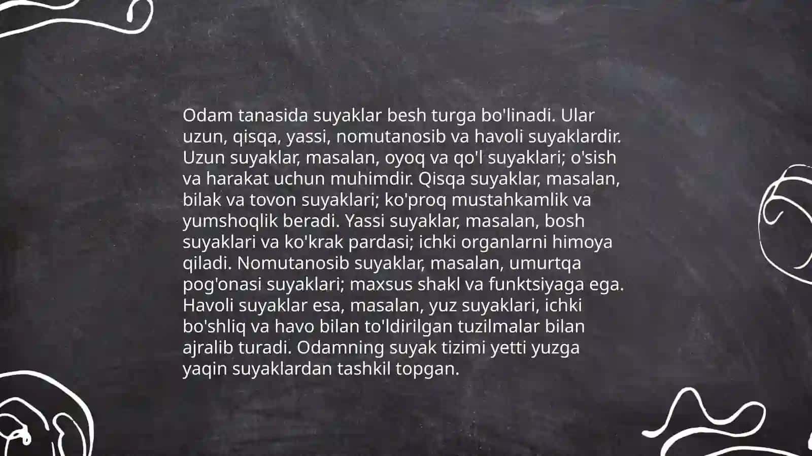 Odam tanasi skeleti va Suyaklar tizimi 4