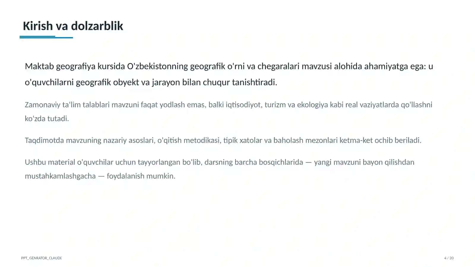 O'zbekistonning geografik o'rni va chegaralari (8-sinf) 4