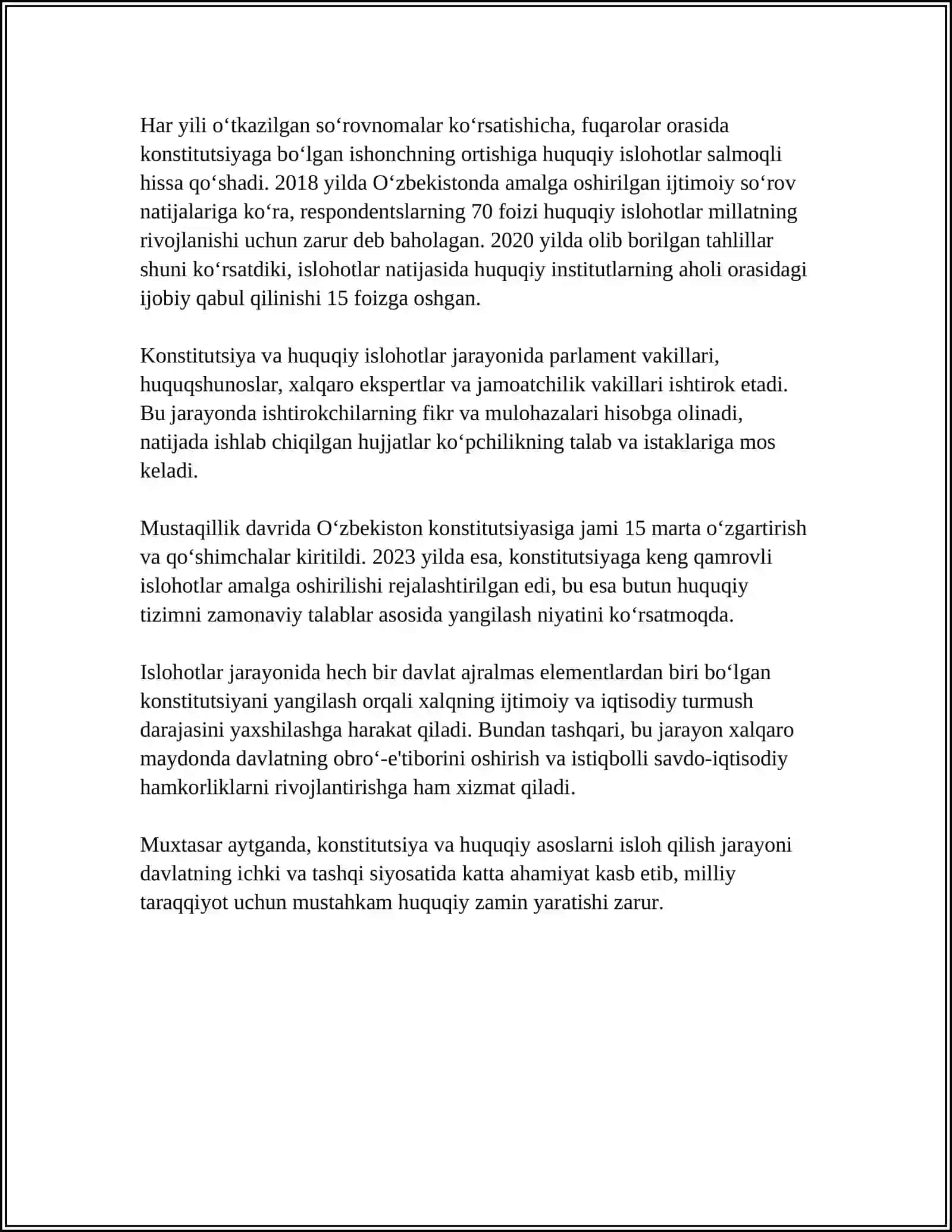 MUSTAQILLIK YILLARIDA DAVLAT BOSHQARUVI TIZIMIDA AMALGA OSHIRILGAN ISLOHOTLAR 4