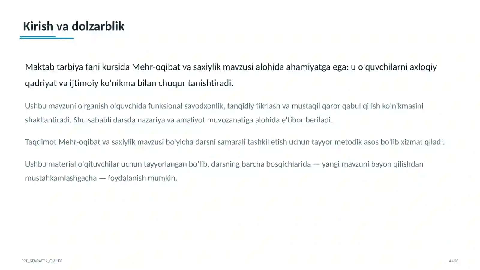 Mehr-oqibat va saxiylik (4-sinf) 4