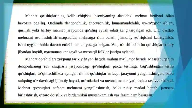 MEHNAT QO‘SHIQLARI VA BADDIYATLARI 4