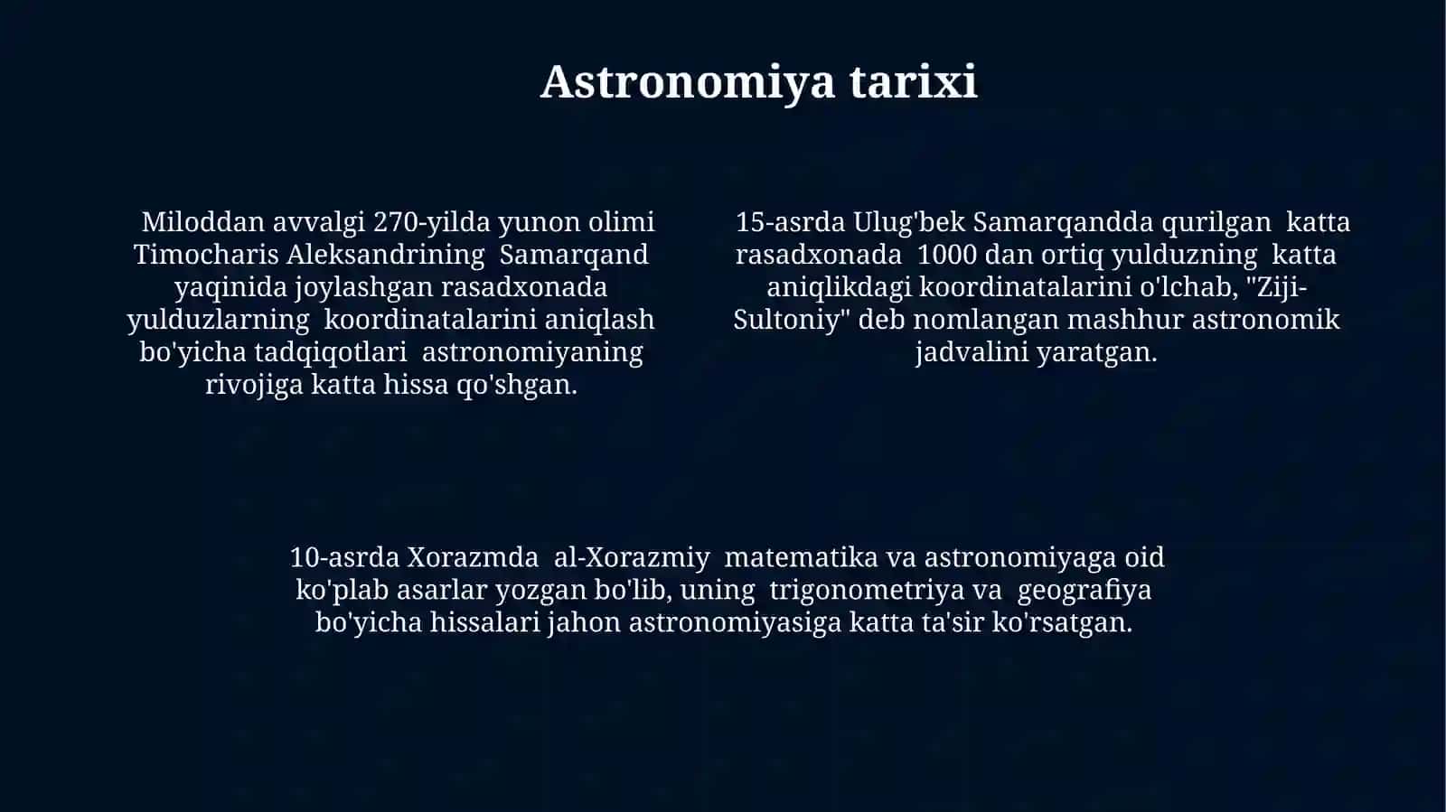 Astronomiya bo'ylab sayohat. Astronomiya o'qitishgadastlabkitayyorgarlik 4