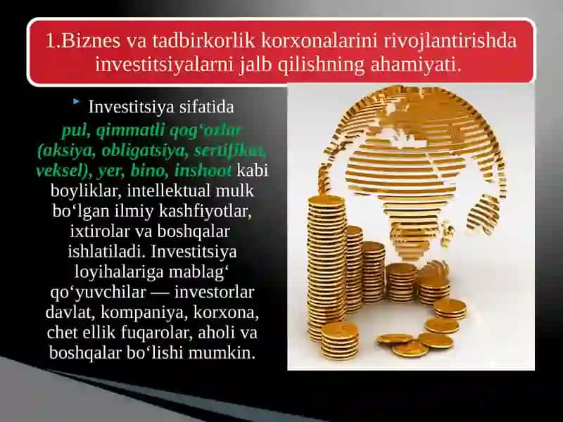 Mamlakatimizda biznesni investisiyalashning ustuvor yo‘nalishlari 4