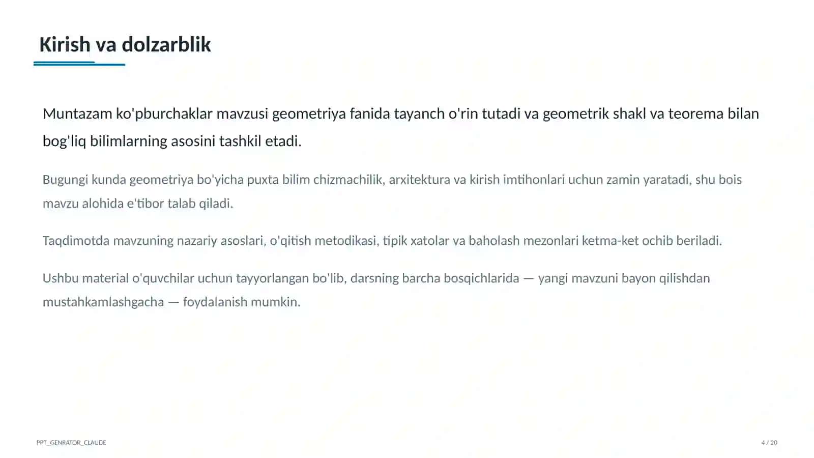 Muntazam ko'pburchaklar (9-sinf) 4