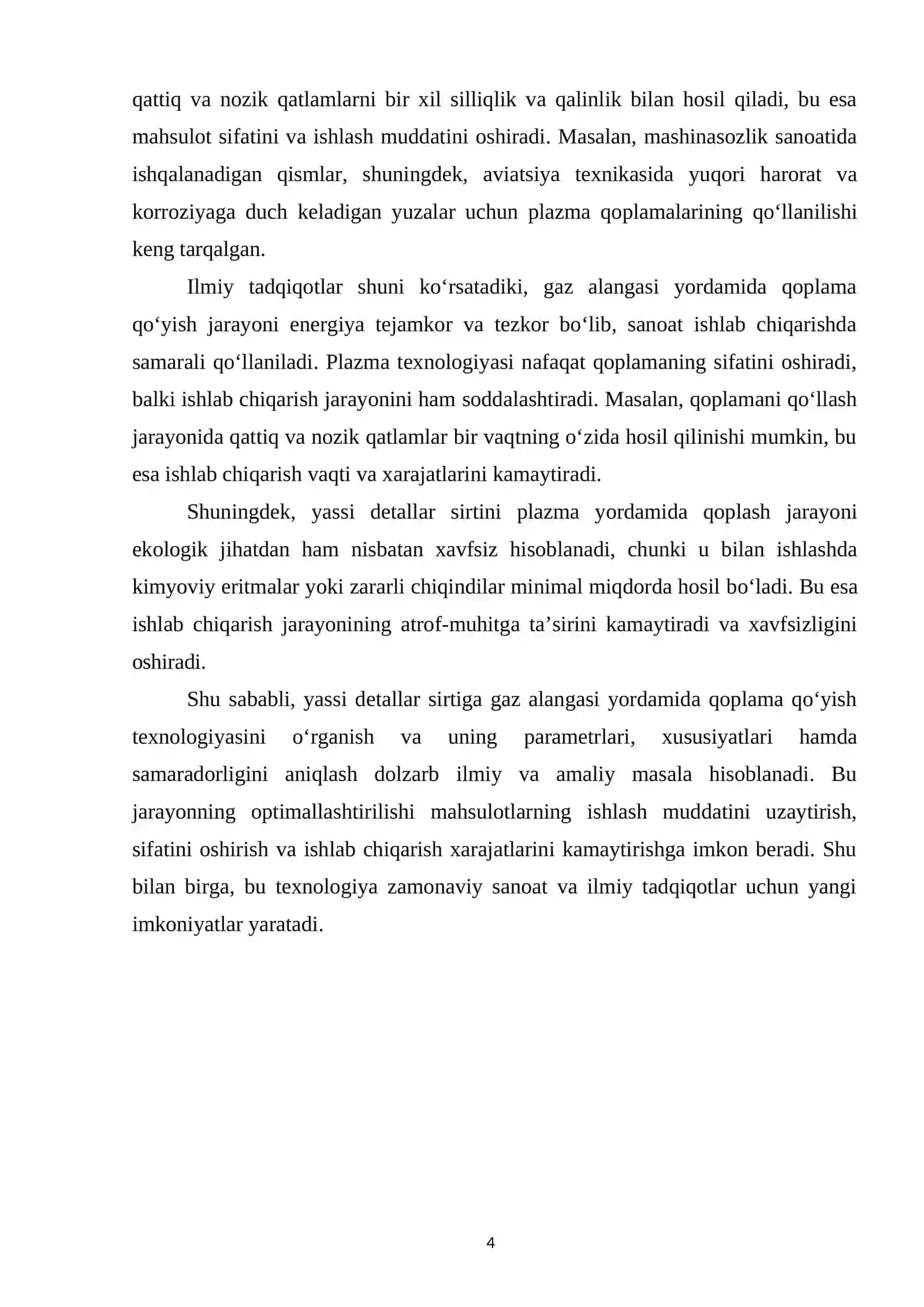 Gaz alangasi yordamida yassi detallar sirtiga qoplama qoplash 4