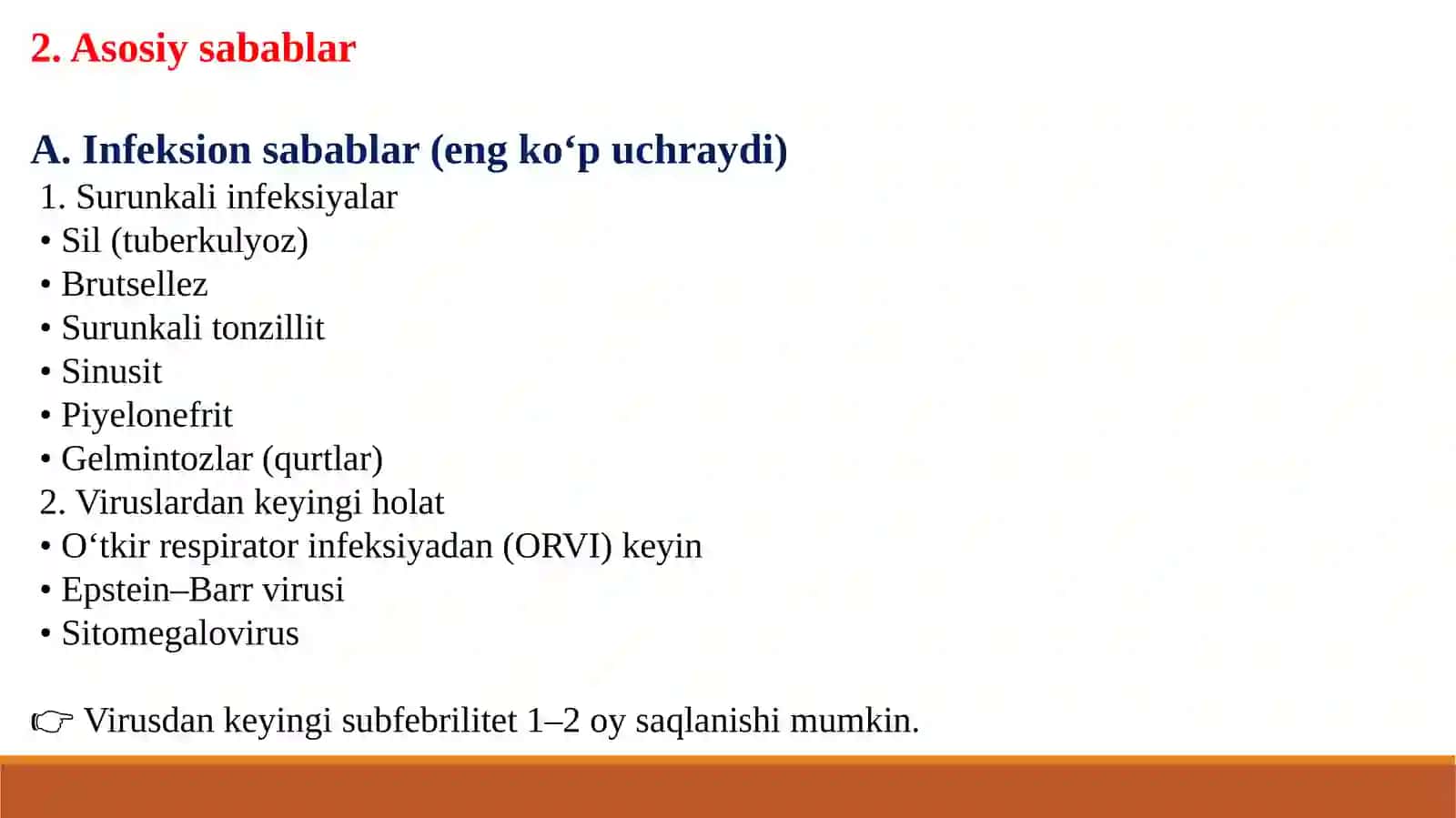 Bolalarda uzoq muddatli subfebrilitet tariflari va ulardagi holatlar haqida ma'lumotlar 4