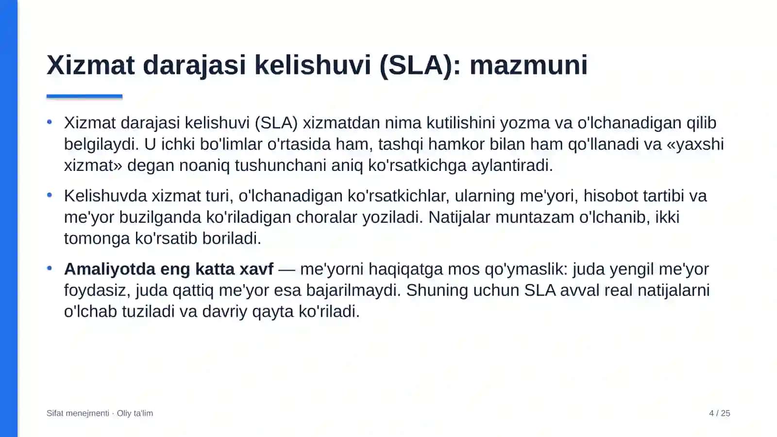 folklor jamoalarida xizmat ko'rsatish darajasi kelishuvlarini joriy etish 5528 4