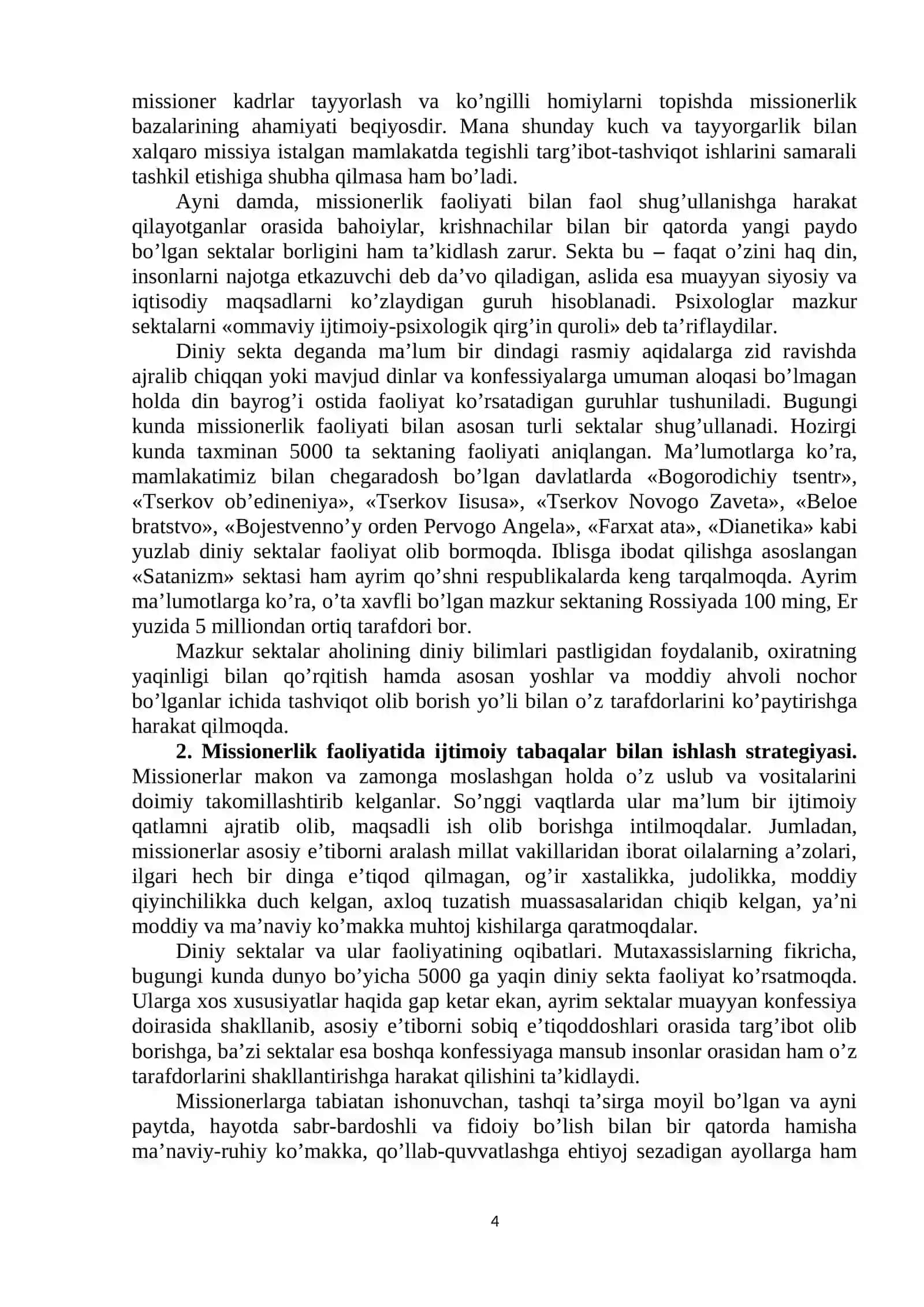 Kibermakonda din. Missionerlik va prozelitizmning ijtimoiy-siyosiy xavfi REFERATI 4