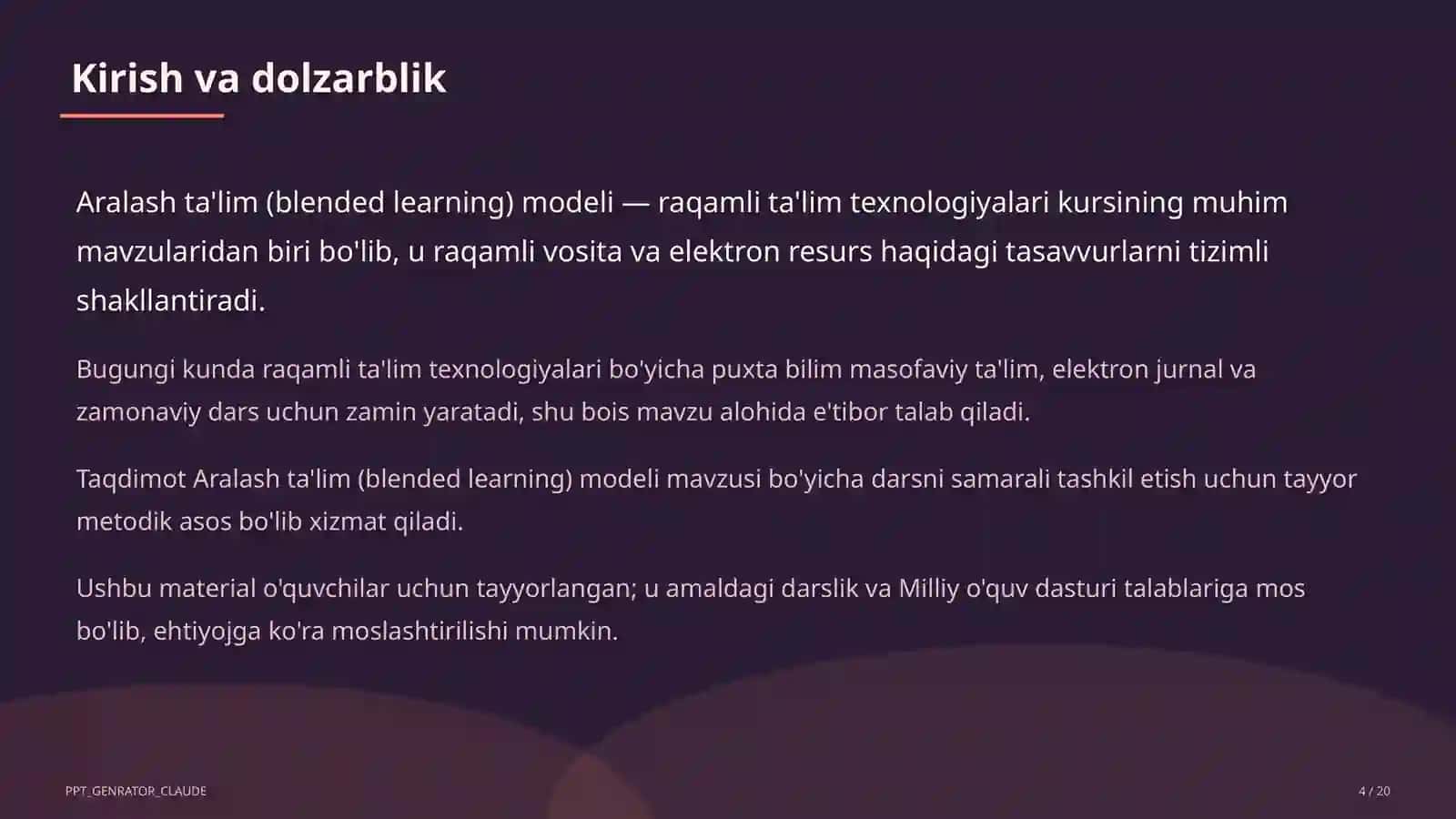 Aralash ta'lim (blended learning) modeli 4
