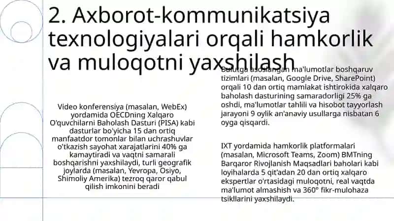 Xalqaro Baholash dasturlariga axborot kommunikatsiya texnologiyalarini qo'llash 4