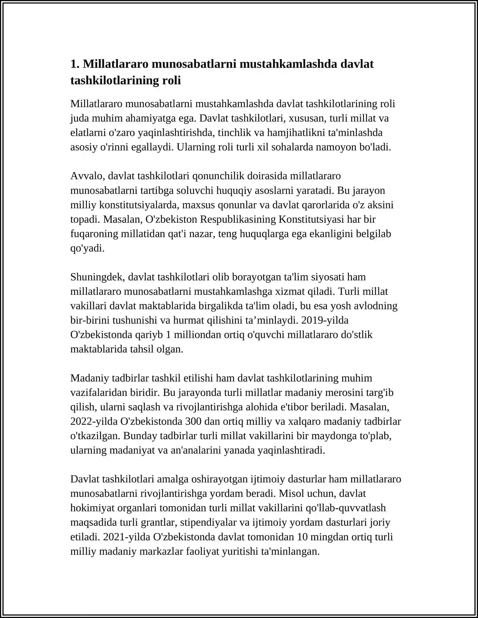 O‘ZBEKISTONDA MILLATLARARO HAMJIHATLIKNI TAʼMINLASHDA DAVLAT VA NODAVLAT TASHKILOTLARI IJTIMOIY SHERIKCHILIGI 4