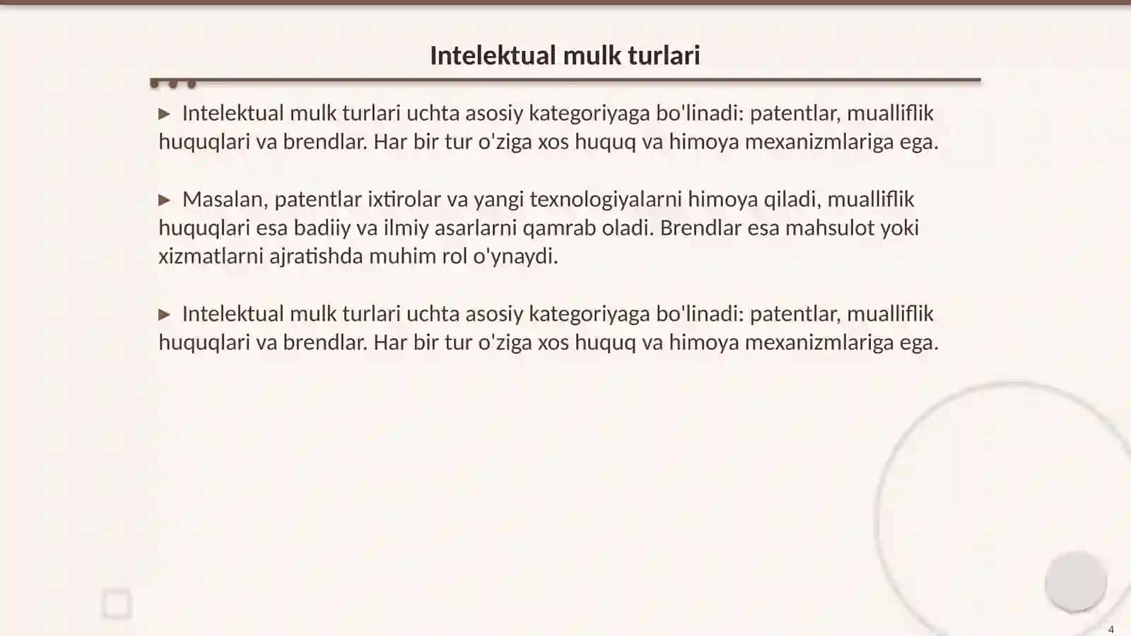 Intelektual Mulk Tushunchasi 4