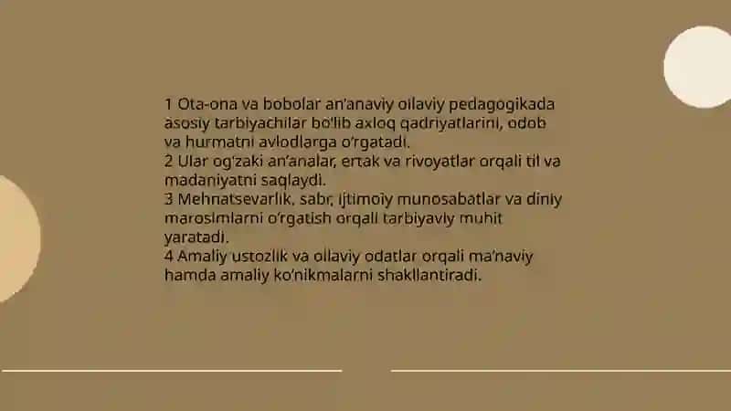 Xalq pedagogikasida milliy urf odatlar an'analar,odatlar udumlar 4
