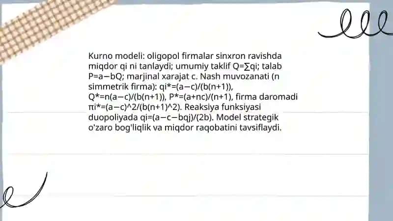 Oligapoliya: xatti-harakatlar modeli 4