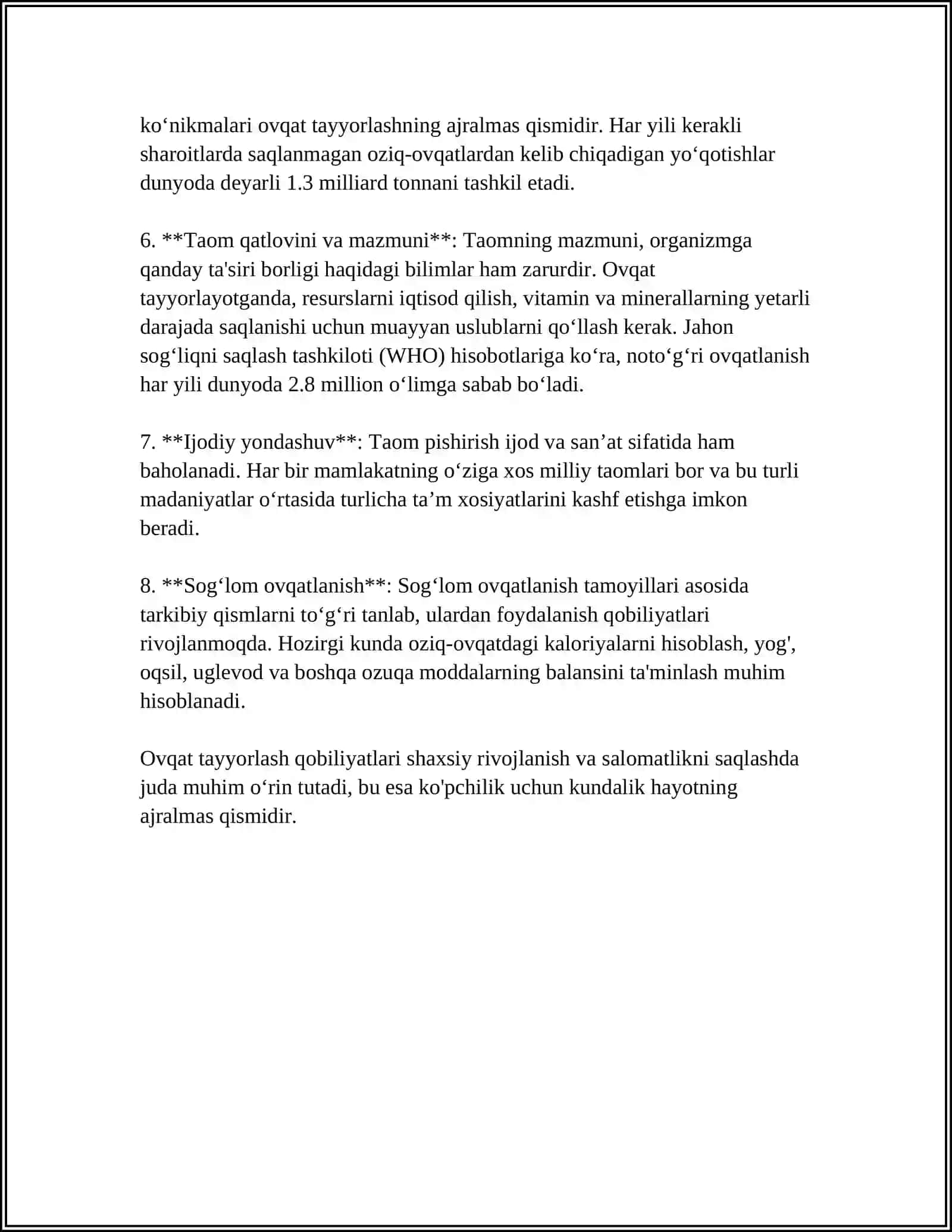 Ovqat tayyorlash qobiliyatlari 4