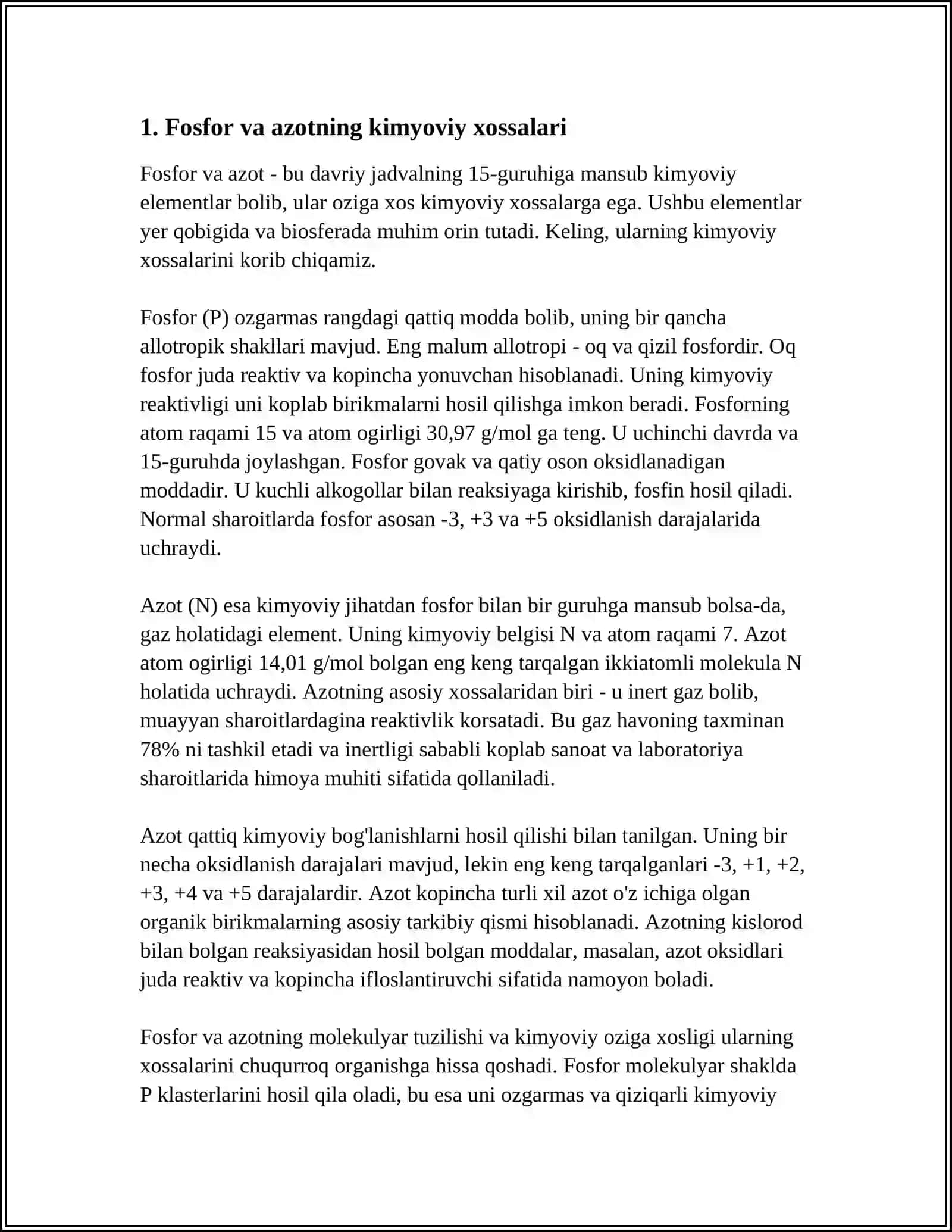 DAVRIY SISTEMANING V A GURPPASIDA (P-FOSFOR, N-AZOT)XOSSALARI VA ISHLATILISHINI ÓRGANISH 4