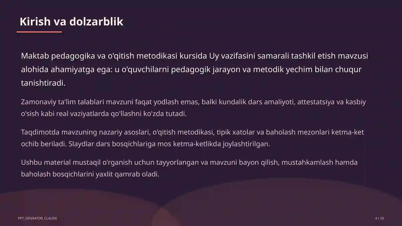 Uy vazifasini samarali tashkil etish 4