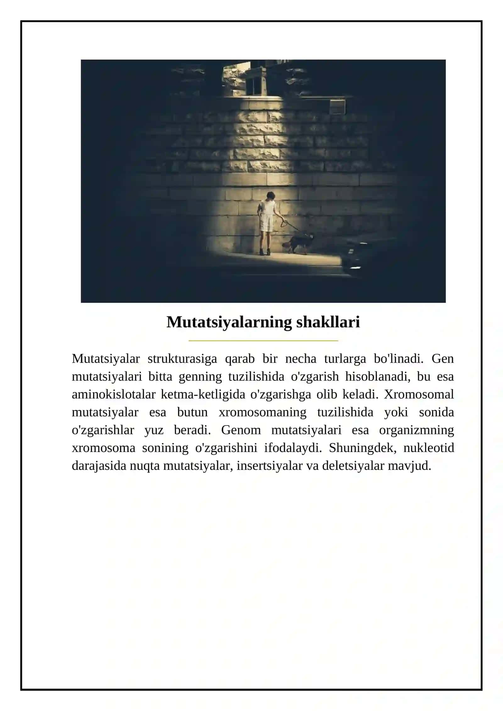 Mutatsiyalar,sabablari,shakllari ahamiyati va biologik oqibatlari 4